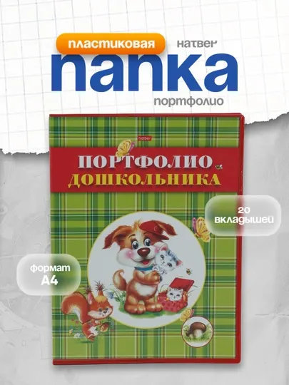 Папка пластиковая портфолио Hatber, 20 вкладышей А4, корешок, 14 мм