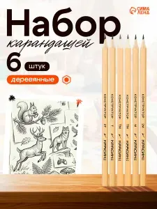 Карандаши простые чернографитные художественные Красин 6 штук