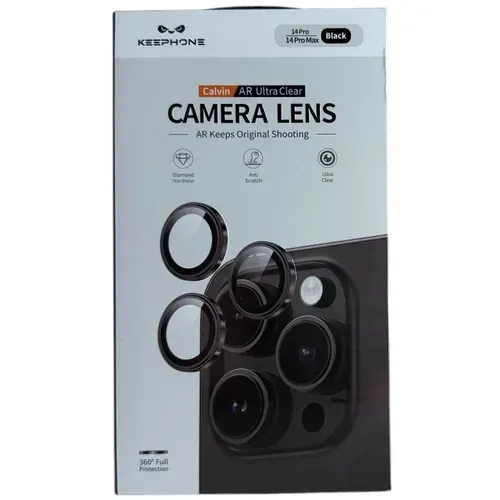 Защитные Линзы Keephone на камеру для телефона iPhone 14 Pro / 14 Pro Max, из алюминиевого сплава, camera lens, Black (чёрный)