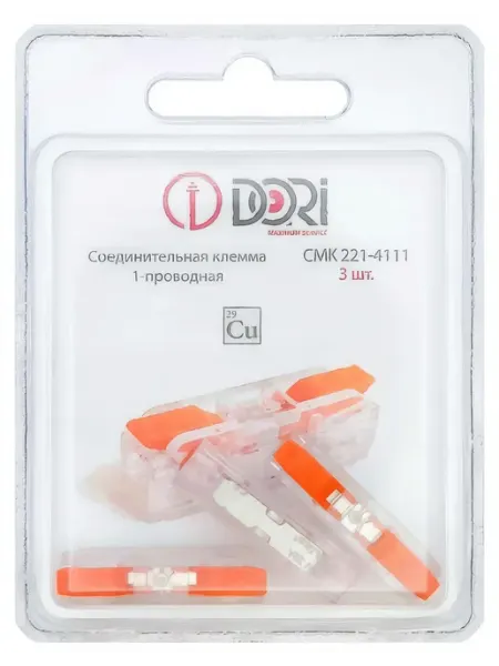 Клемма проходная DORI с рычажком 1х4мм.кв 3шт серый