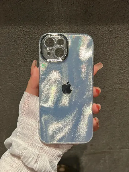 О'кейси Чехол на iPhone 14 перламутровый с яблоком