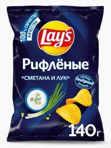 Чипсы картофельные Lay's Рифлёные со вкусом сметаны и лука, 140 г