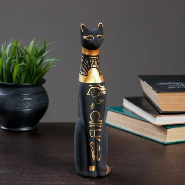Фигура "Кот Египетский" роспись чёрный 5х6,5х22,5см, 729079