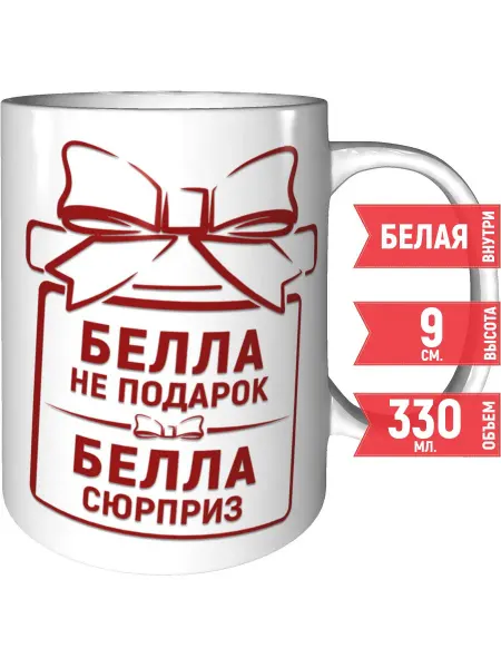 Grand cadeaux Кружка Белла не подарок, Белла сюрприз - керамическая