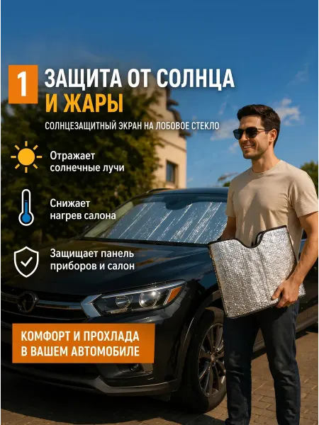 Eleve Солнцезащитная шторка в машину на лобовое стекло 140х70