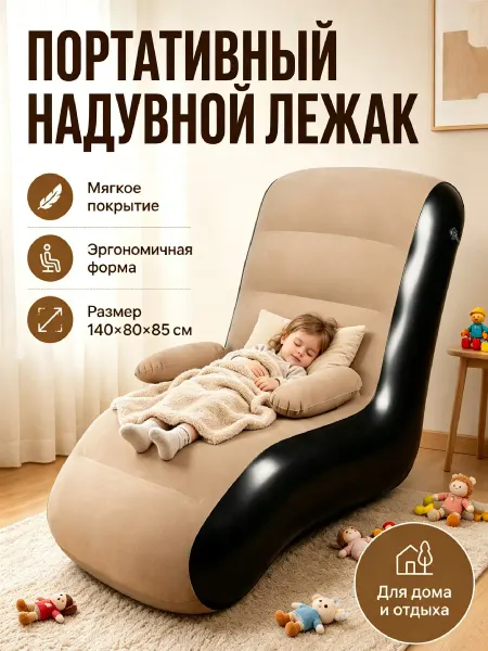 Портативный надувной 140х80см кресло для игр чтения и отдыха