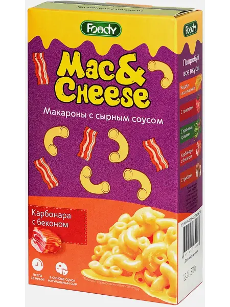 Макароны Foody с сырным соусом Карбонара 143г