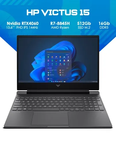 Ноутбук HP Victus Ryzen 7 8845H 16ГБ DDR5 512ГБ RTX 4060 8ГБ 15.6 FHD 144Hz