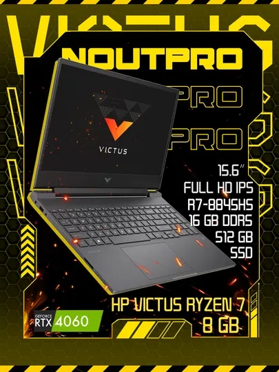 Ноутбук HP Victus Ryzen 7 8845HS DDR5 16/512 SSD RTX 4060 8GB 15.6FH.D IPS 144HZ