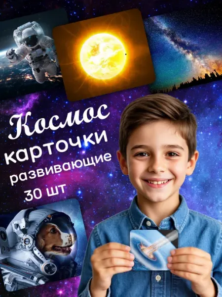 Крокуспак Карточки развивающие Космос 30 шт