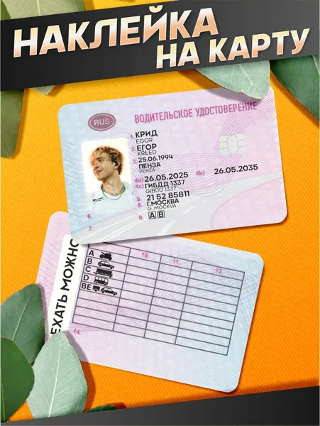 Наклейка на карту банковскую Права мем Егор Крид
