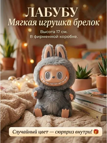 Лабубу мягкая игрушка сюрприз брелок на сумку и рюкзак