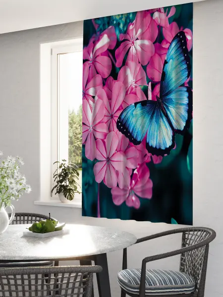 Mollyn Home Фотоштора короткая на кухню, 1 шт 145х160 см, бабочка