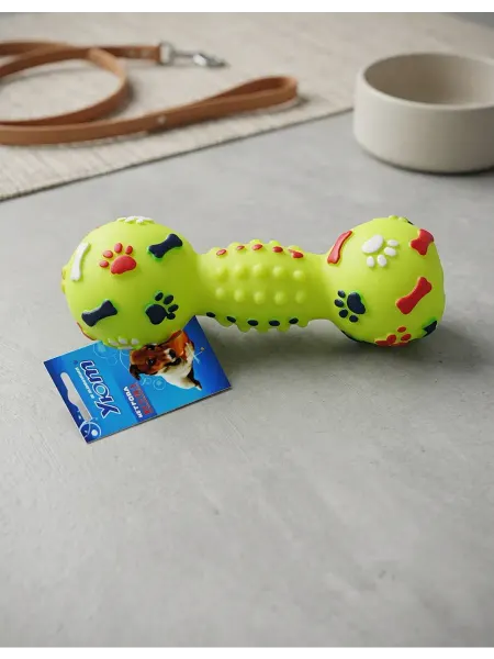 УЮТ Игрушка для собак гантель с косточками, винил, 14х6 см