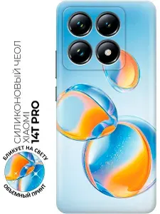 Силиконовый чехол на Xiaomi 14T Pro с принтом "Радуга в пузырьках"