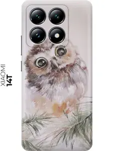 Силиконовый чехол на Xiaomi 14T с принтом "Совенок"