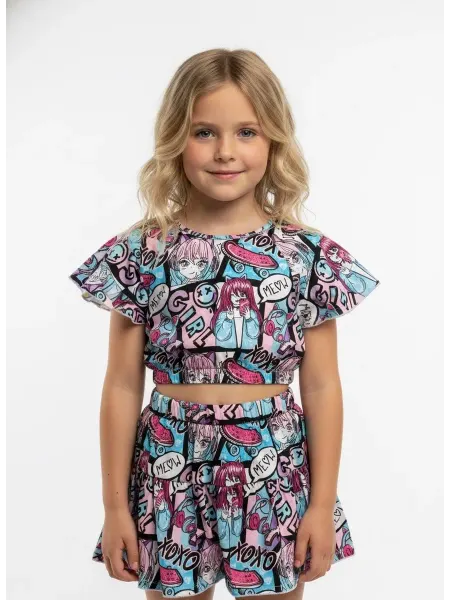 Amelina Kids Костюм топ и юбка-шорты из хлопка, р-ры 104-146 аниме