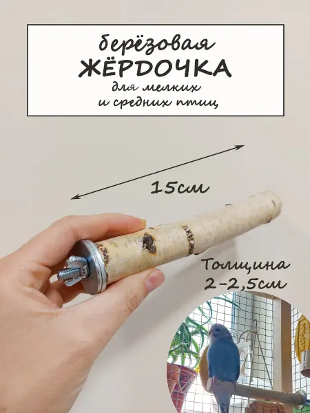 Дочь фермеров Жердочка для мелких и средних попугаев 15 см