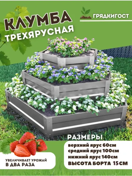 Грядки - ГОСт.рф Клумба садовая оцинкованная для клубники на дачу (Н 15см)