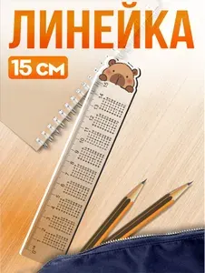 Канцелярия для школы линейка 15см капибара таблица умножения