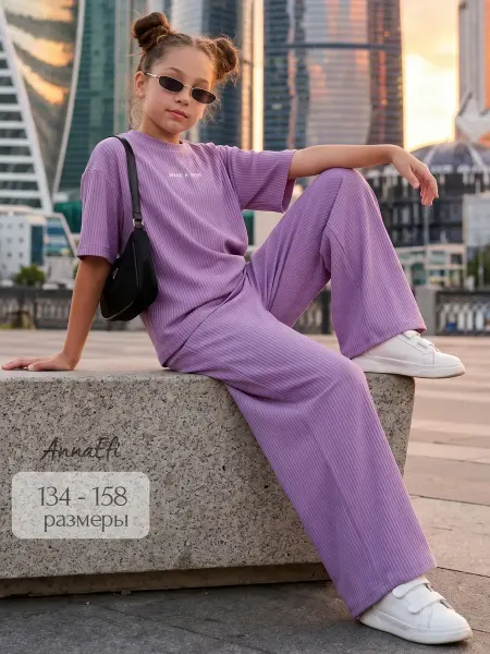 AnnaEfi Костюм летний с брюками спортивный для подростков