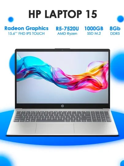 Ноутбук HP 15-FC0025WM Ryzen 5-7520U 8/1TB 15.6" FHD IPS Touch Silver