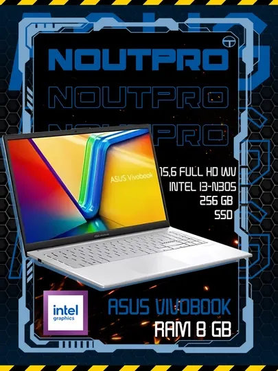 Нотбук Asus Vivobook INTEL I3-N305,RAM 8GB,SSD 256 GB,15.6 FULL HD WV