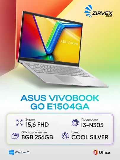 Ноутбук ASUS VIVOBOOK GO E1504GA-WS35 I3-N305 8GB RAM 256GB SSD 15.6" FHD W11