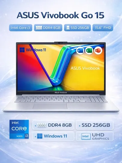 Ноутбук ASUS Vivobook Go 15 i3-N305 8GB 256GB SSD 15.6" FHD