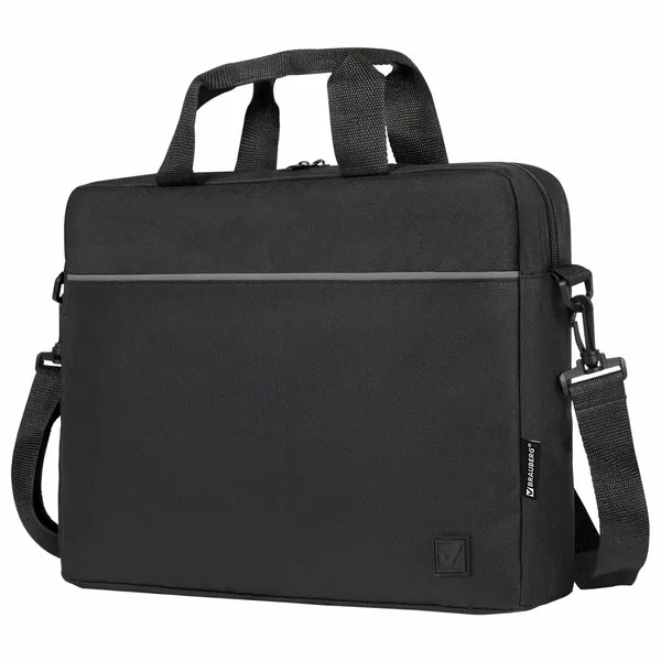BRAUBERGСумка портфель BRAUBERG PRACTICAL с отделением для ноутбука 15,6", Grey line, черная, 29х40х7 см, 272604
