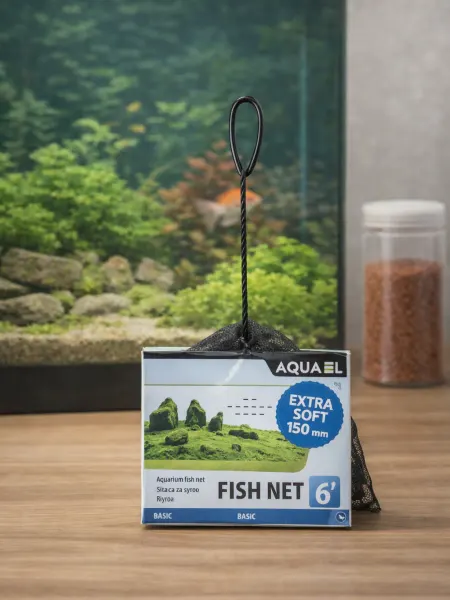 AQUAEL Сачок для аквариума 15 см черный, ручка 30см