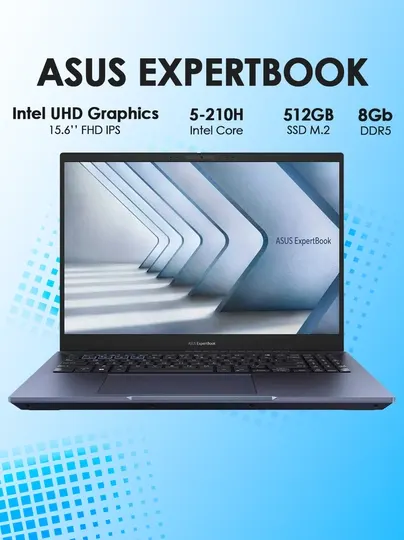 Ноутбук ASUS ExpertBook Core 5-210H 8ГБ DDR5 512ГБ SSD 15.6" FHD IPS