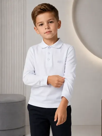 Белая футболка с длинным рукавом для мальчиков, школьная форма, 6–11 лет, 1–5 класс