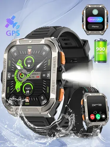 Военные Смарт Часы Мужские Blackview W80PRO Black,ChatGPT, с GPS, 900mAh,Сверхдолгая работа от заряда до 15 дней, водонепроницаемые, противоударные,царапиностойкий