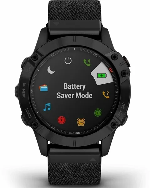 Умные часы FENIX 6 Sapphire черный DLC с плетеным черным нейлоновым ремешком 010-02158-17