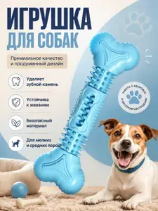 Жевательная игрушка для собак для мелких и средних пород, голубой, 15 см, familyandhome
