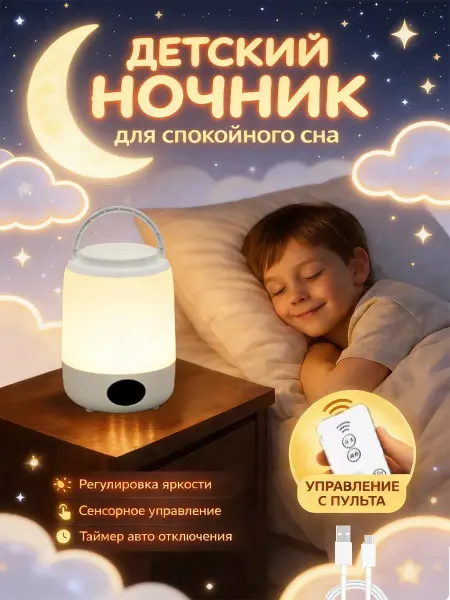 Ночник детский с пультом 3 режима таймер