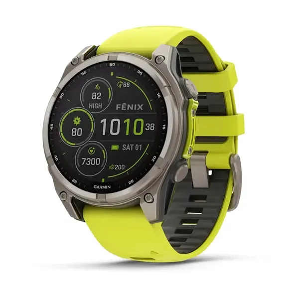Умные часы Garmin FENIX 8 47mm Solar Sapphire Carbon Gray DLC Titanium with Amp Yellow/Graphite Silicone Band
