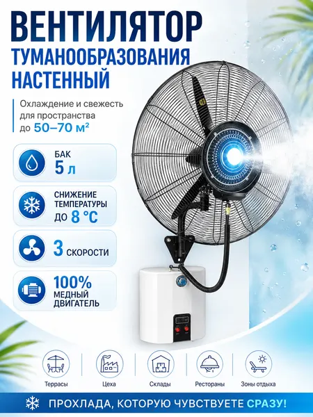 Вентилятор ES M26C-08, управление электронное, площадь 15м², черный