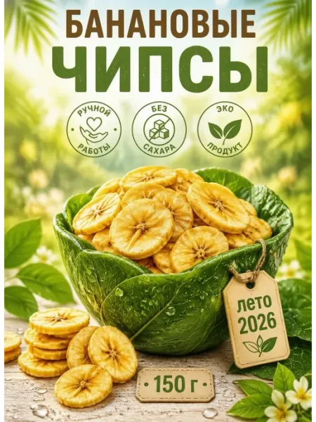 УХ ВКУСНО Банановые чипсы натуральные сушеные 150 г без сахара