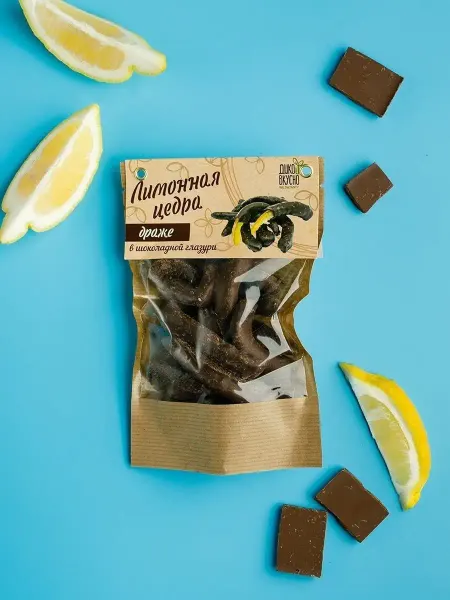 Дико вкусно Драже Лимонная корка в темном шоколаде 150 г