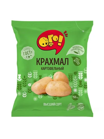 ОГО! Крахмал картофельный, кукурузный, 150 г — для выпечки, соусов и киселя