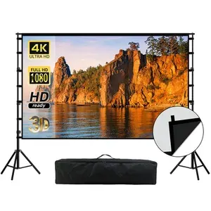 150" экран для проектора с двойной подставкой на черном фоне