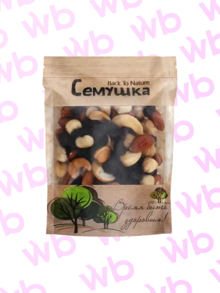 Смесь СЕМУШКА жареных орехов и изюма, 150г