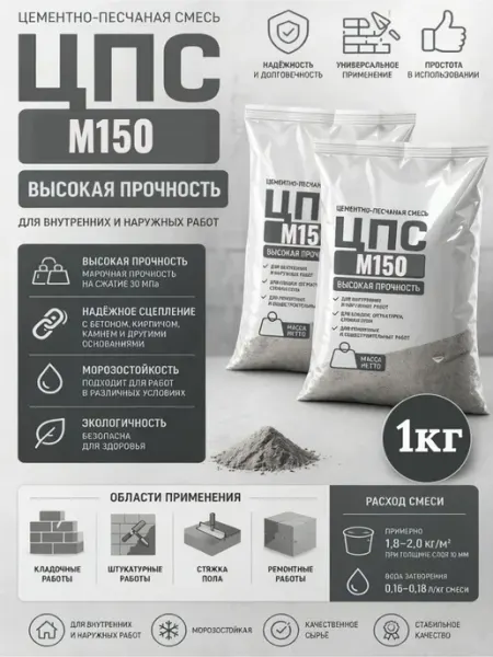 Цементно-песчаная смесь ЦПС м150 1кг