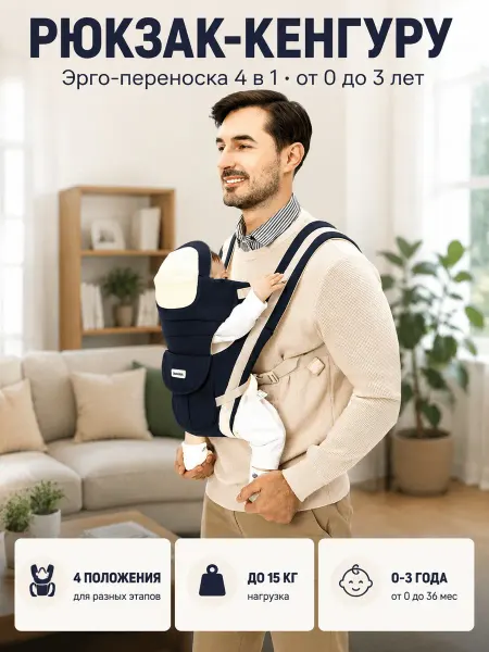 Слинг-рюкзак для новорождённых BUDOUMOM, многопозиционная