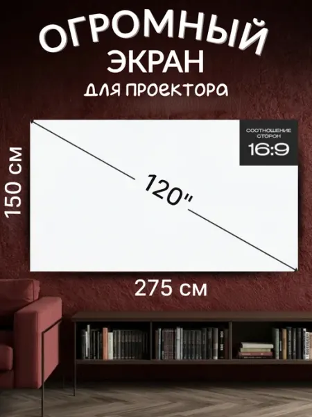 ЭКОСТАНДАРТ Экран для проектора 275 х 150 см