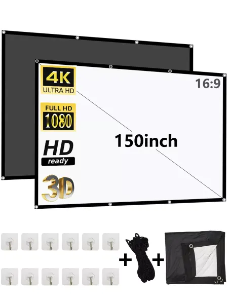 GAINVANE 150" экран для проектора, черный фон, без складок