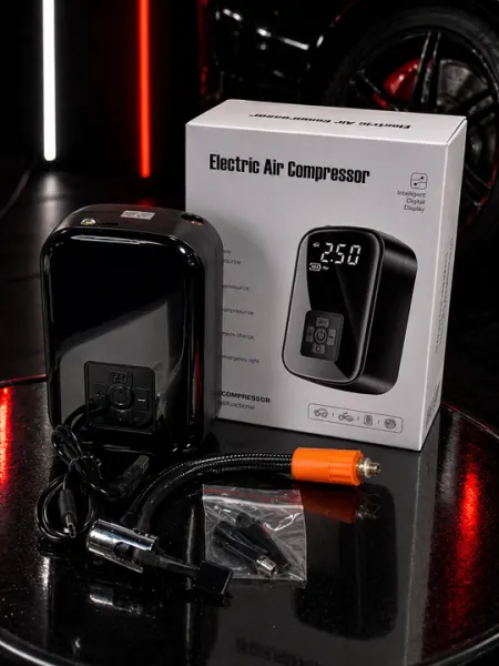 Портативный автомобильный компрессор, цифровой дисплей, 150 PSI, LED