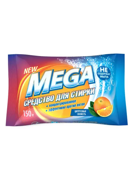 Mega Wash Средство New для стирки, цитрусовая свежесть, 150 г